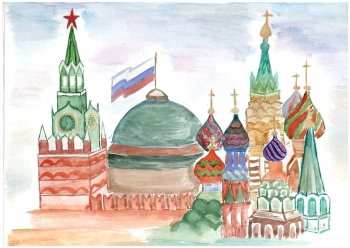 Простые рисунки Кремля в Москве карандашом