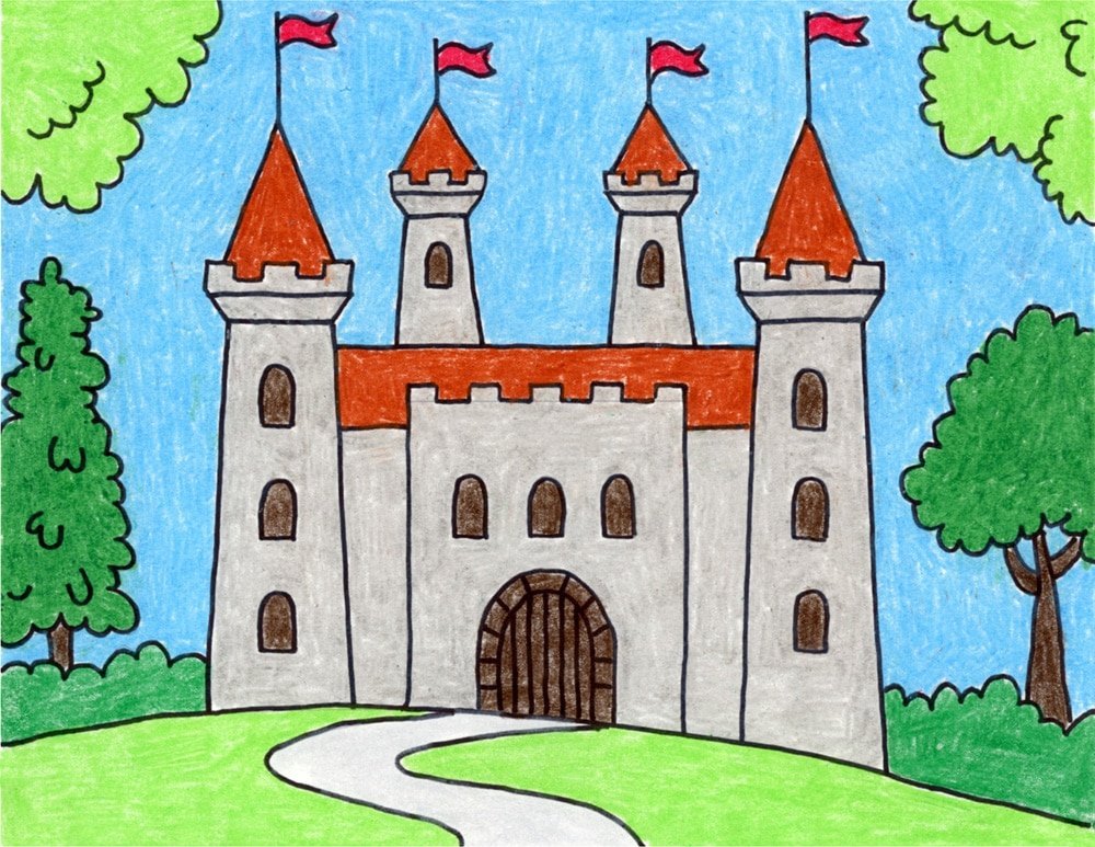 Что можно нарисовать 4 класс. Замок рисунок. Рисование сказочный дворец. Рисование замка крепости. Замок по изо.