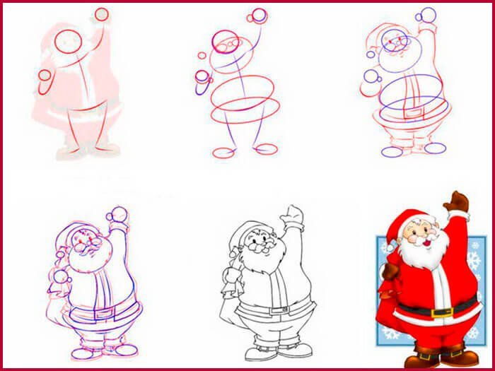 Как нарисовать красивого деда. Этапы рисования Деда Мороза для детей. Дед Мороз рисунок пошагово. Поэтапное рисование лица Деда Мороза. Как нарисовать Деда Мороза поэтапно.