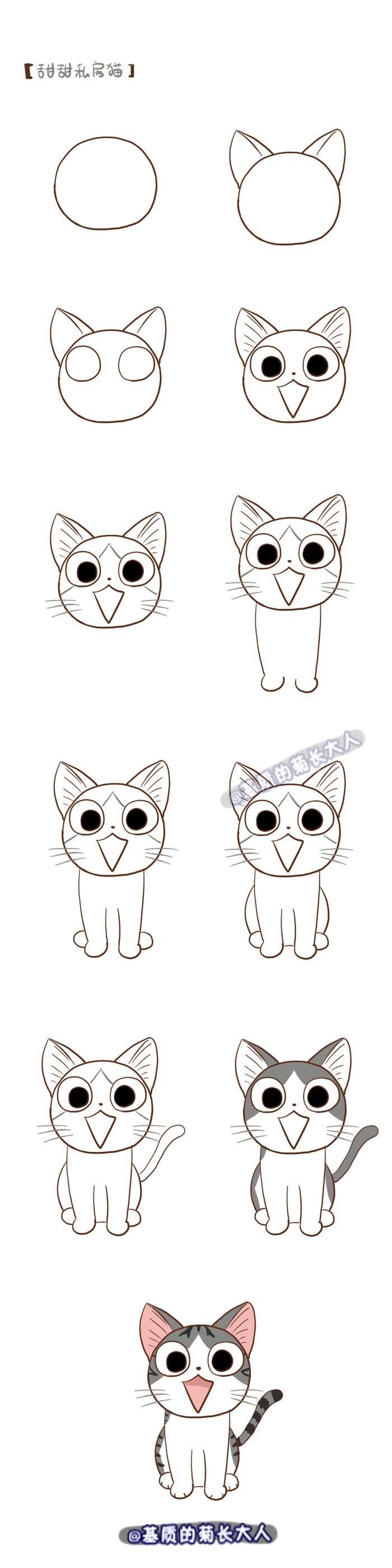легкие картинки кошек для срисовки