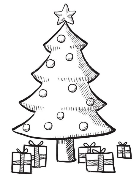 Идеи для срисовки новогодняя елка (90 фото)