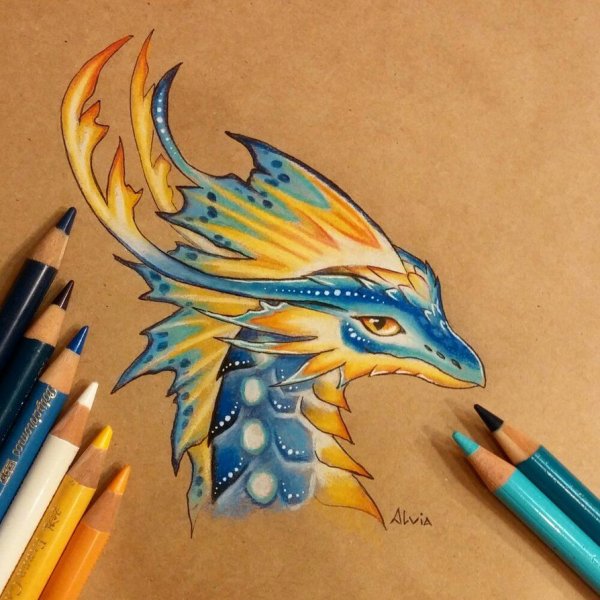 Идеи для срисовки дракон цветной (90 фото)