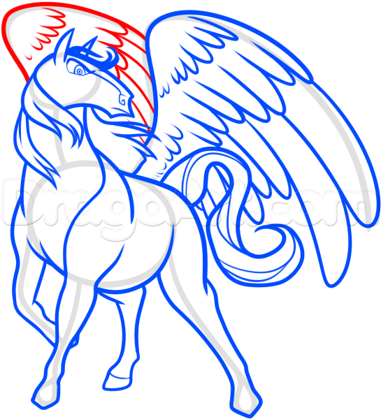 Простые рисунки карандашом лошадь с крыльями