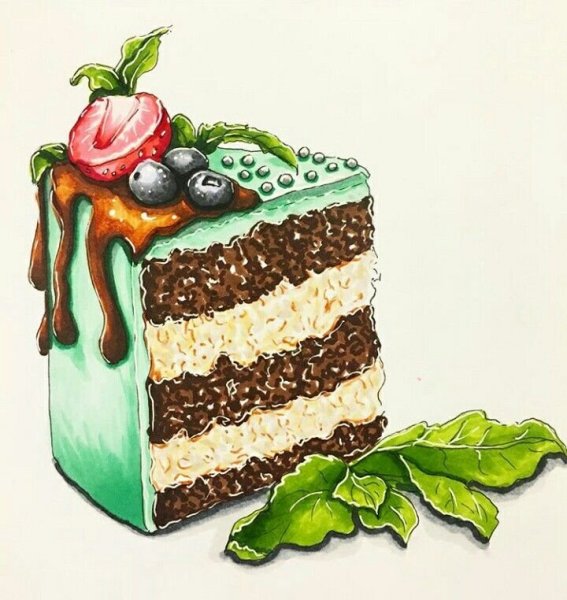 Идеи для срисовки кусочек торта (79 фото)