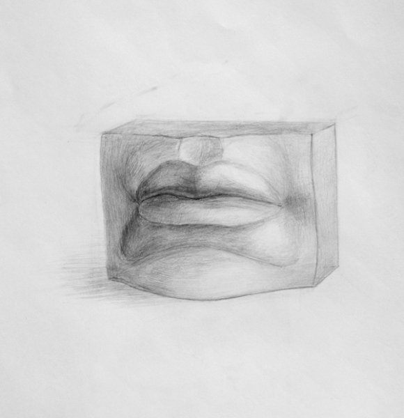 Изображаем части лица карандашом: рот