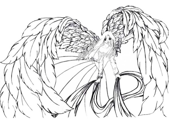 Девочка с крыльями - Раскраски от сайта В мире сказки!