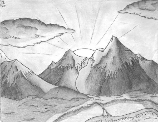Идеи для срисовки про горы легкие (90 фото)