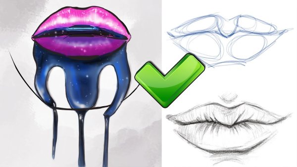 Идеи для срисовки губы легкие (90 фото)