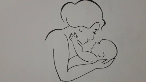 Идеи для срисовки матери и ребенка легкие (90 фото)