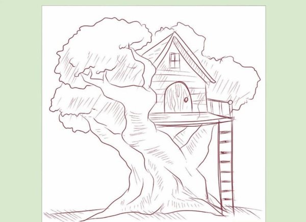 Идеи для срисовки домик в лесу легкие (90 фото)
