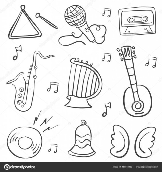 Рисунки музыкальных инструментов для детей 51 фото
