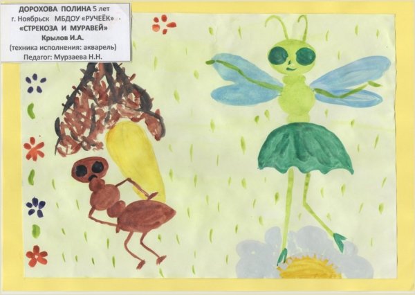 Стрекоза и муравей рисунок детский - 74 фото