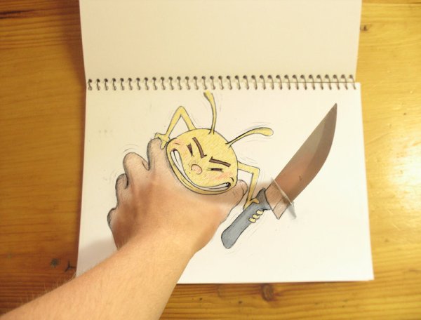 Нож арт карандашом