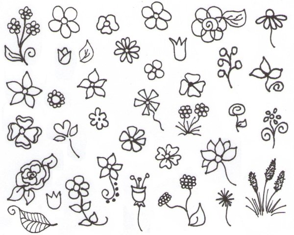Цветы для срисовки мелкие
