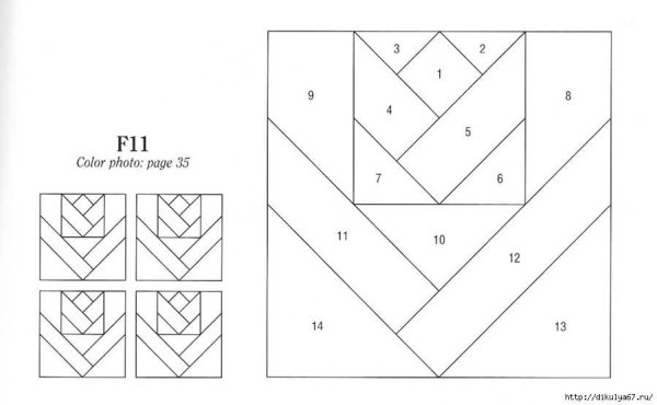 Схемы блоков для лоскутного шитья одеяла