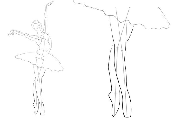 Пошаговое рисование балерины