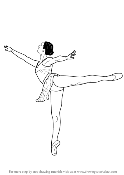 Балерина в движении карандашом