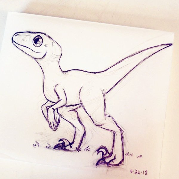 Скетч рисунки динозавров Велоцираптор