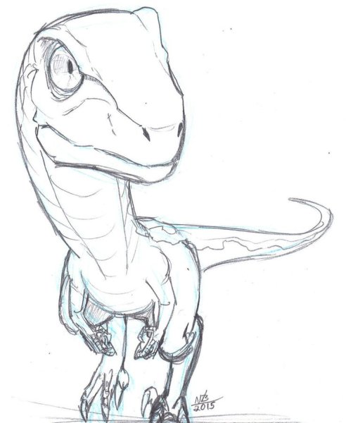 Раптор динозавр карандашом