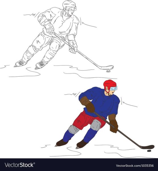 Хоккеист рисунок карандашом