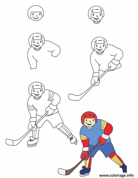 Нарисовать хоккеиста поэтапно