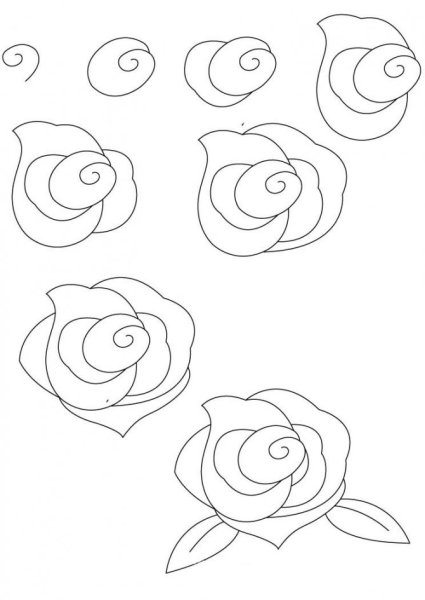 Идеи для срисовки розы карандашом поэтапно для начинающих красиво (90 фото)