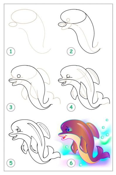 Идеи для срисовки дельфина поэтапно карандашом для начинающих легко (90 фото)