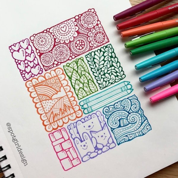 Идеи для срисовки гелевыми ручками цветными простые для начинающих (90 фото)