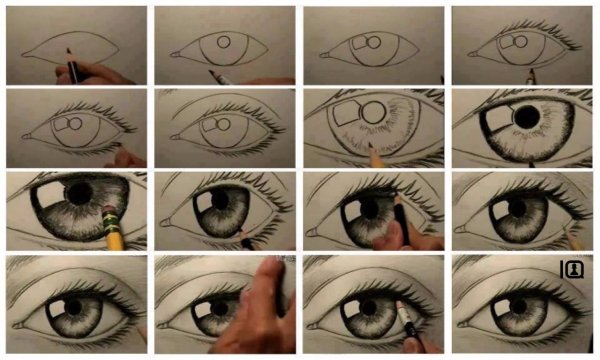 Идеи для срисовки глаза карандашом поэтапно для начинающих легко (90 фото)