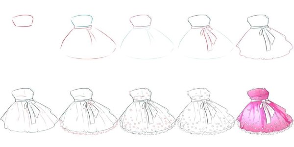 Идеи для срисовки простым карандашом платья для начинающих (90 фото)