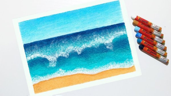 Рисунки масляной пастелью море