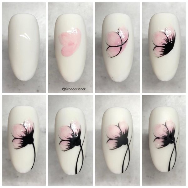 Цветы на ногтях для начинающих