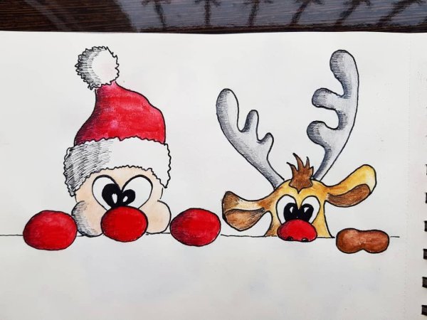 Рисунки оленя на Новый год для детей