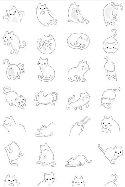 Идеи для срисовки маленькая кошка для детей (90 фото)