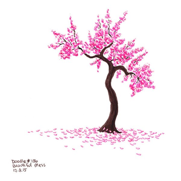 Идеи для срисовки маленькая сакура дерево (90 фото)
