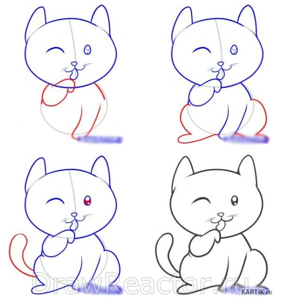 Идеи для срисовки кошка для детей поэтапно легко (90 фото)