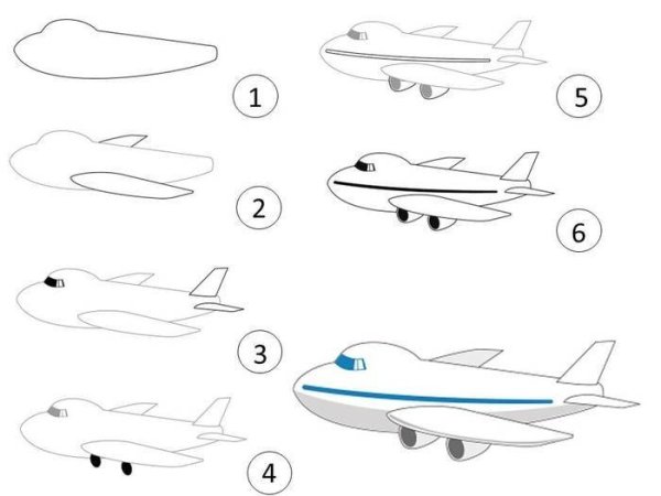 Как легко нарисовать военный самолет - поэтапно