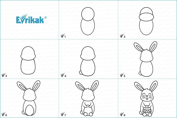 Идеи для срисовки заяц для детей простой поэтапно карандашом (90 фото)
