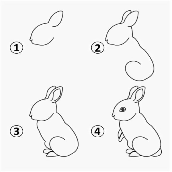 Идеи для срисовки заяц для детей простой поэтапно карандашом (90 фото)