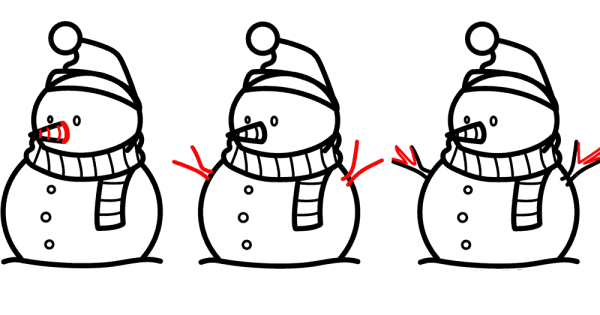 Идеи для срисовки снеговик для детей поэтапно легко (90 фото)
