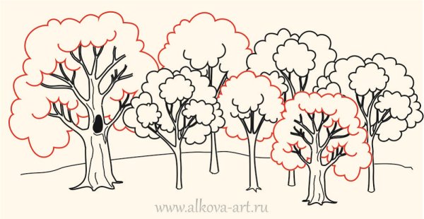 Идеи для срисовки простой леса поэтапно (90 фото)