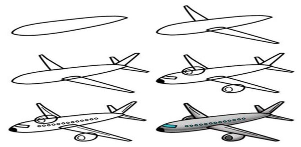 Идеи для срисовки самолет для детей поэтапно просто (83 фото)