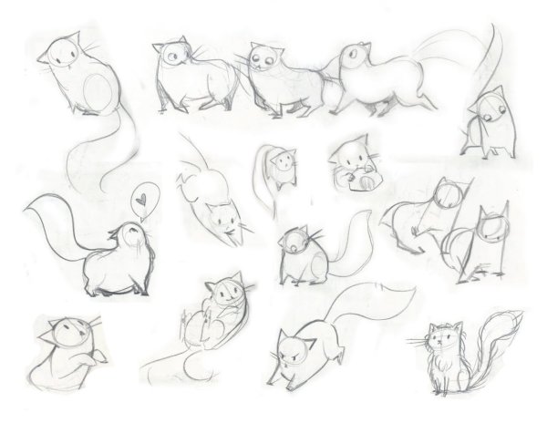 Стили рисования кошек