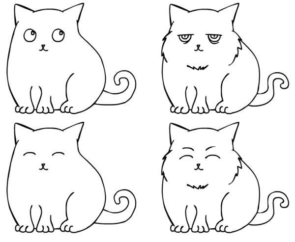 Рисунок котика для срисовки легко