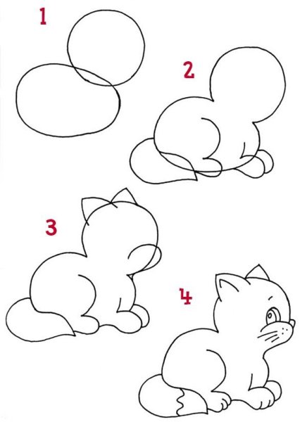 Как нарисовать котёнка легко