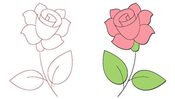 Рисование розы для детей