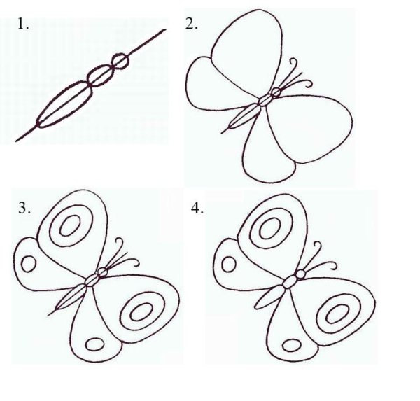 Пошаговое рисование бабочки
