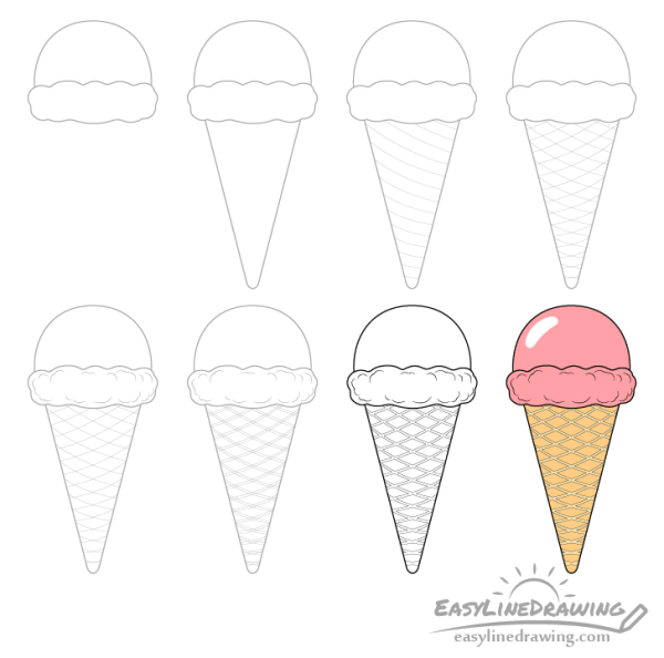 Рисунки для детей легкие мороженое