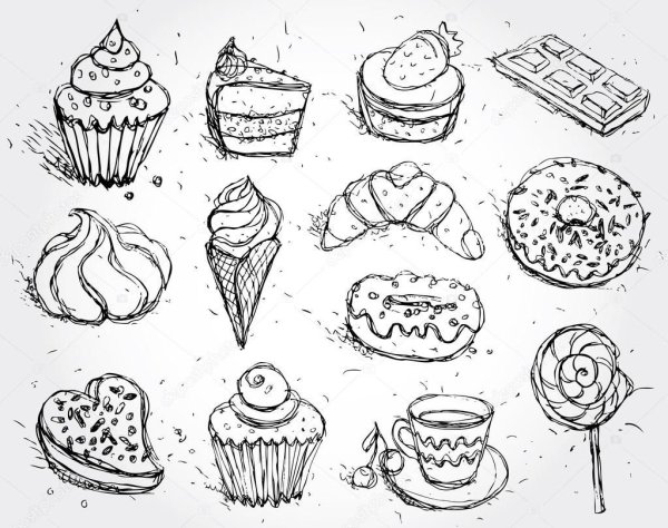 Идеи для срисовки простые поэтапно для начинающих карандашом еда (90 фото)
