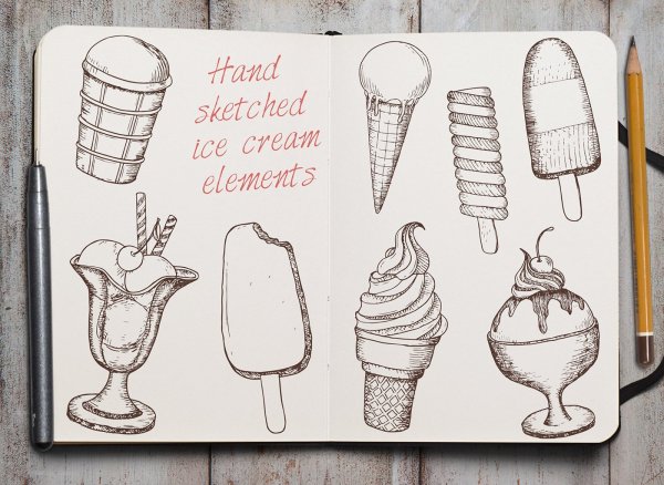 Нарисовать мороженое скетч маркерами
